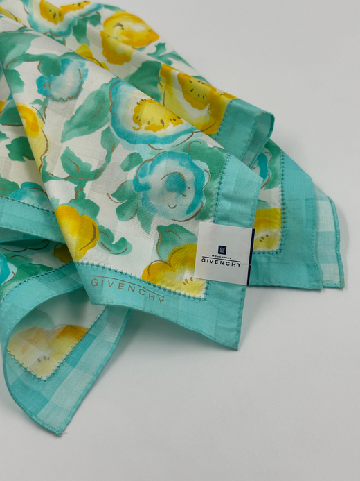 Платок бирюзовый с цветами Givenchy