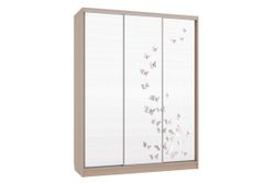 Шкаф-купе "Бассо-7 600 Бабочки 2" (дуб млечный), ЛДСП 16 мм, Мебельсон