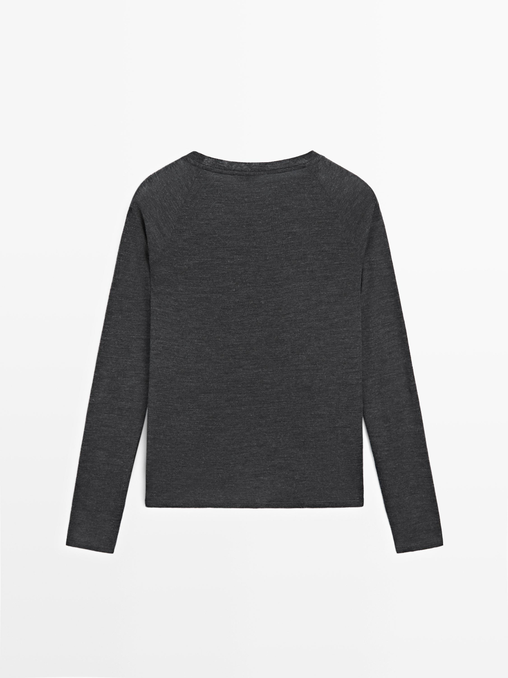 Massimo Dutti Шерстяная футболка с рукавами реглан, антрацитово-серый
