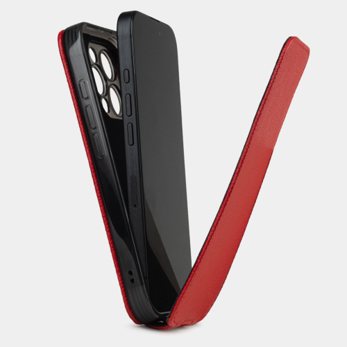 Чехол iPhone 16 Pro натуральная кожа сафьяно, красного цвета