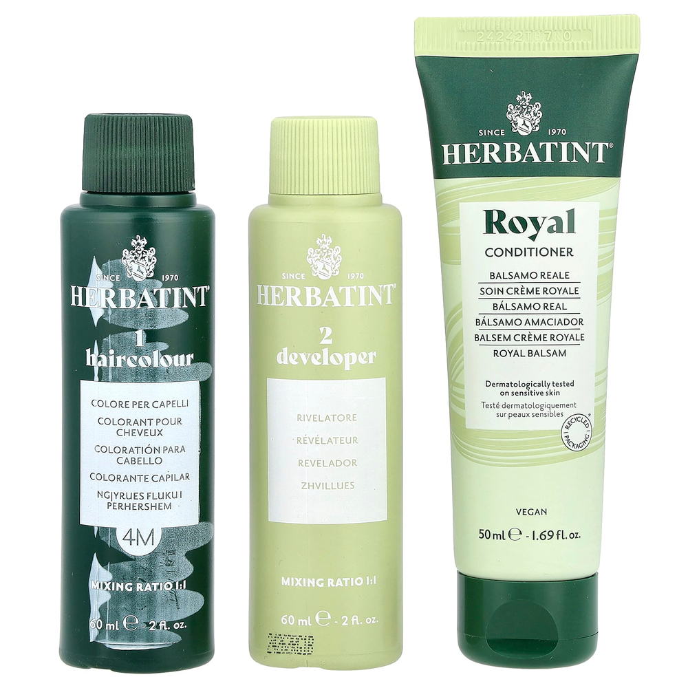 Herbatint, Стойкая гель-краска для волос, 4M, красное дерево и каштан, 135 мл (4,56 жидкой унции)