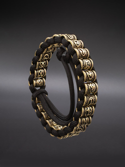 Браслет Футарк на завязках из паракорда скандинавские руны бронза