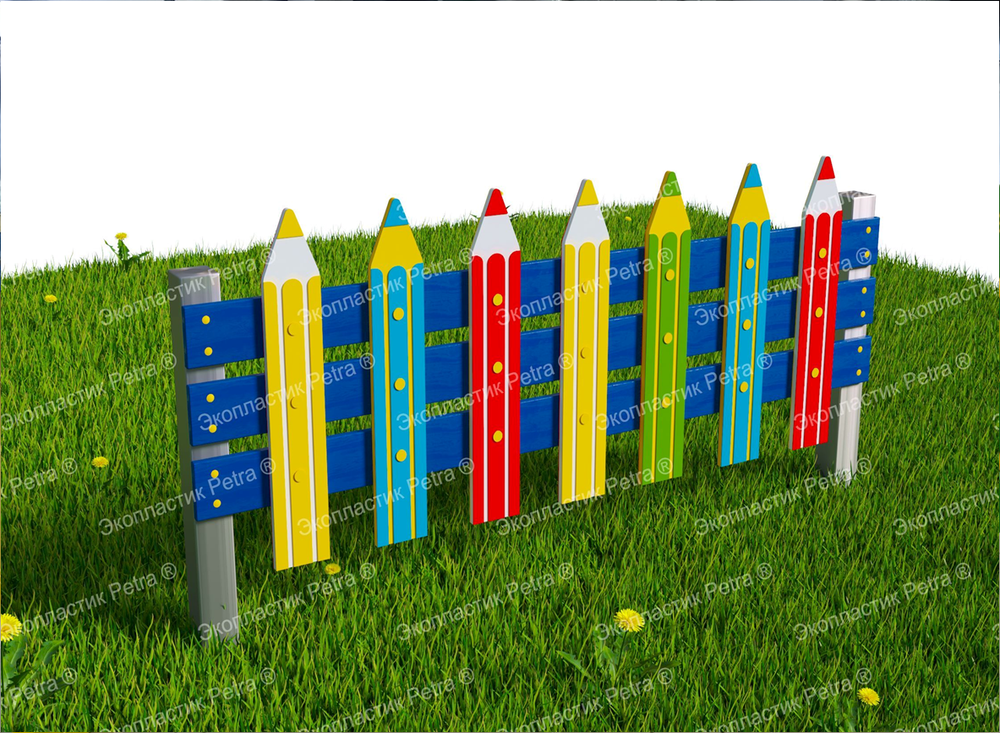 Забор уличный из экопластика Карандашики