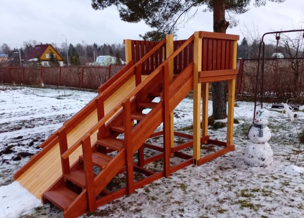 Зимняя деревянная горка Савушка "Зима - 3"