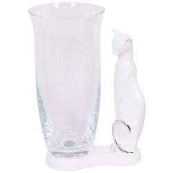 Ваза для цветов Кошка Шелби с чашей Аура Белая