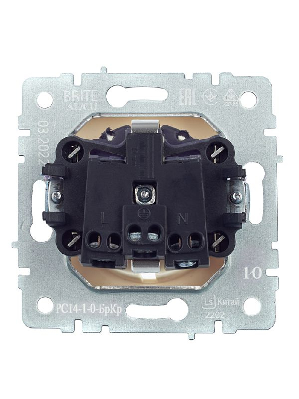 Розетка BRITE РС14-1-0-БрКр 16А с заземл. защ. шторки механизм беж. IEK BR-R14-16-K10