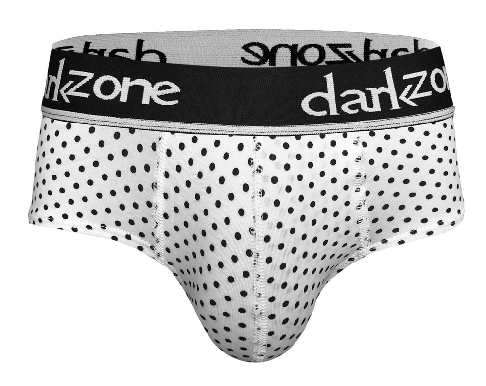 Белые хлопковые брифы в горошек с брендированной резинкой (Размер: XXL) (Цвет: белый)