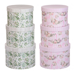 Подарочная коробка Basir 3 в 1, круглые с крышкой, серия "Цветы", размер 24.7*17/23*15.5/21*14 см (диаметр*высота), ассорти