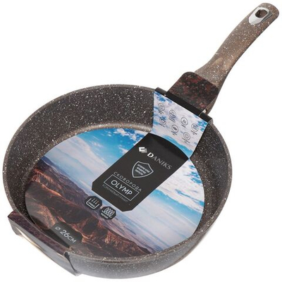 Сковорода алюминий, 26 см, антиприг, Daniks, Гранит Олимп, корич, DFP-26-BR-IND, индукц