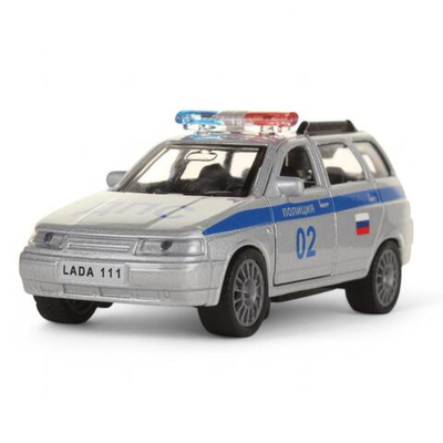 Модель ин. мет. "Lada 111. Полиция" 12см, открыв. двери и багажник, коробка SB-16-67-P-WB (Технопарк)