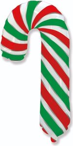 Шар (12''/30 см) Мини-фигура, Леденец трость, Красный/Зеленый, 1 шт.