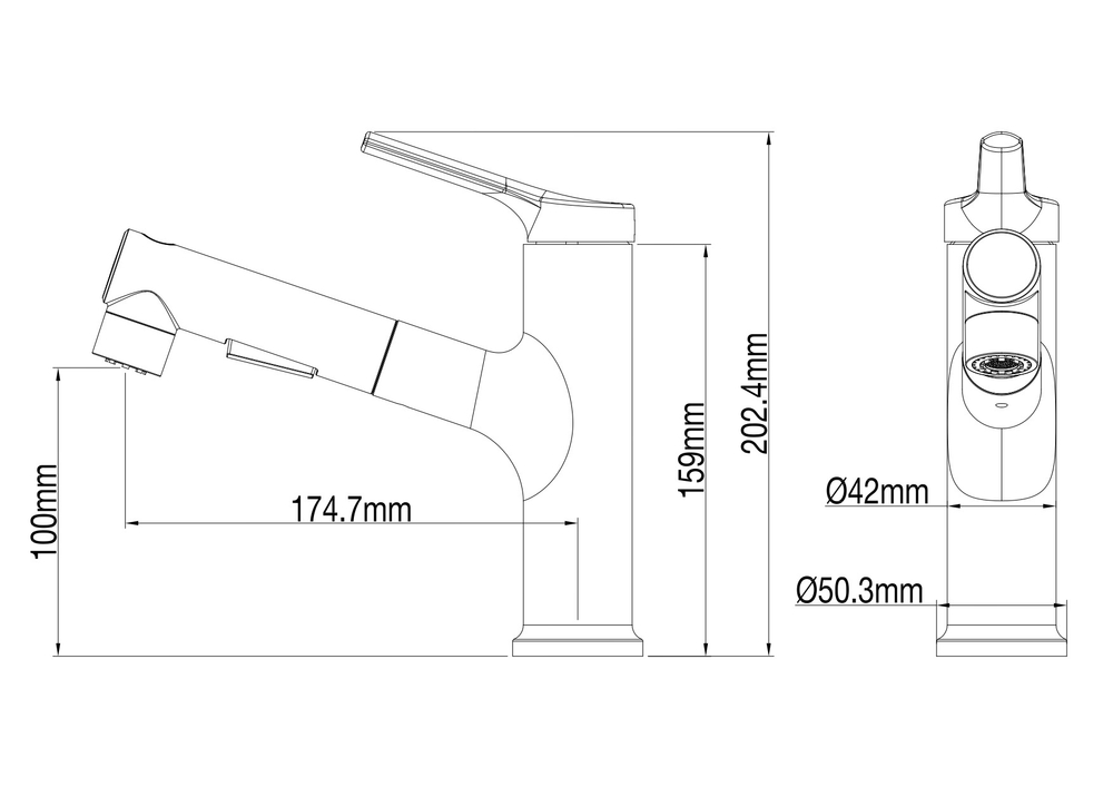 Смеситель для раковины с выдвижным изливом WONZON & WOGHAND, Хром (WW-A40862-CR)