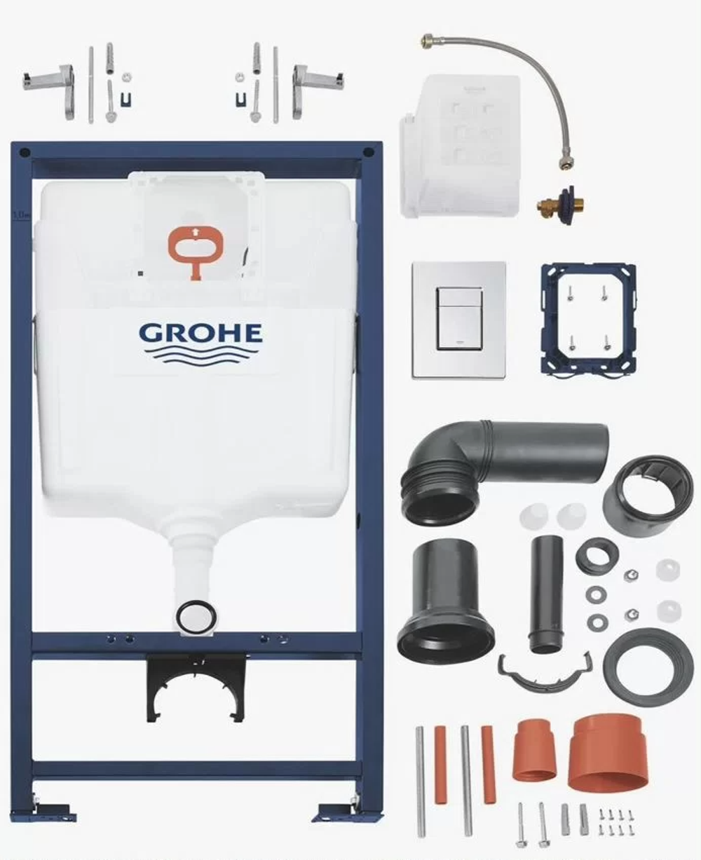 Инсталляция Grohe Rapide SL 38721001 клавиша смыва хром глянцевый