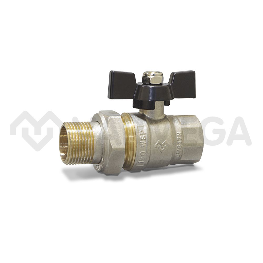 Кран шаровый с разъемным соединением Varmega Toro VM02601 1/2&quot; НР-ВР, полнопроходной, ручка-бабочка