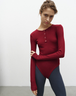 LS Ribbed Bodysuit Rhododendron