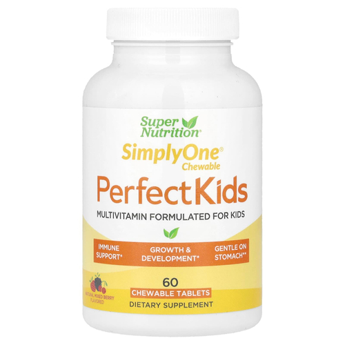 Super Nutrition, Perfect Kids, мультивитаминный комплекс для детей, ягодный вкус, 60 вегетарианских жевательных таблеток