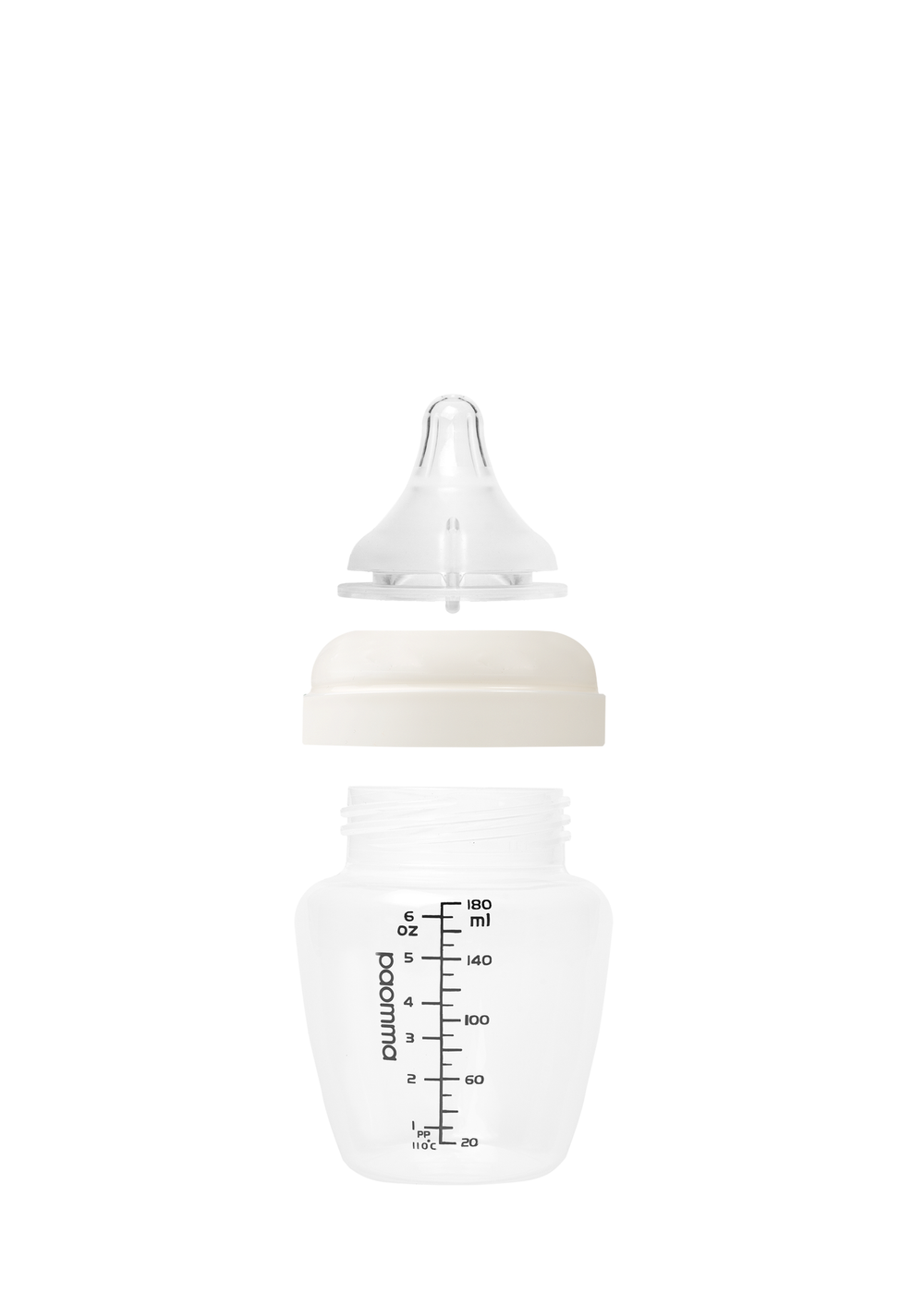 Детская бутылочка Paomma для кормления новорожденных антиколиковая с соской mum effect 0+ 180 мл Buttercream