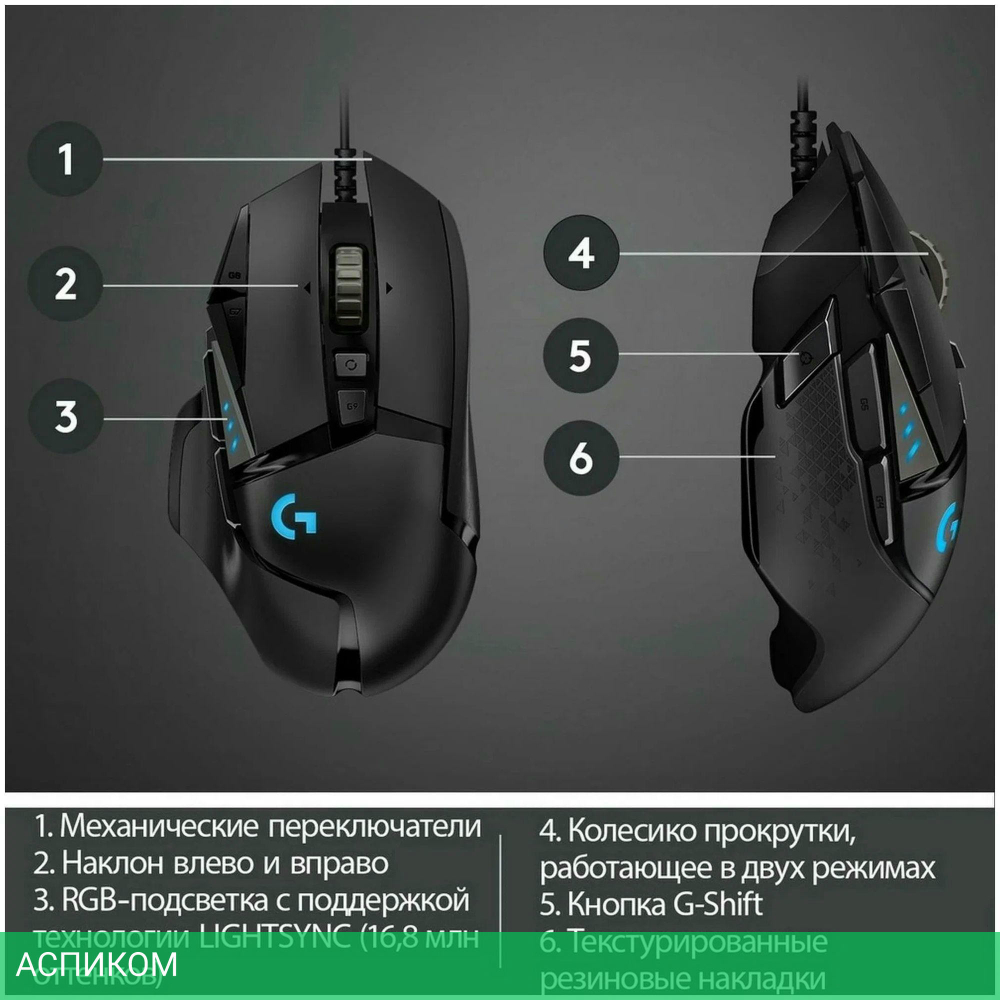 Мышь Logitech G502 Hero черный (910-005474)