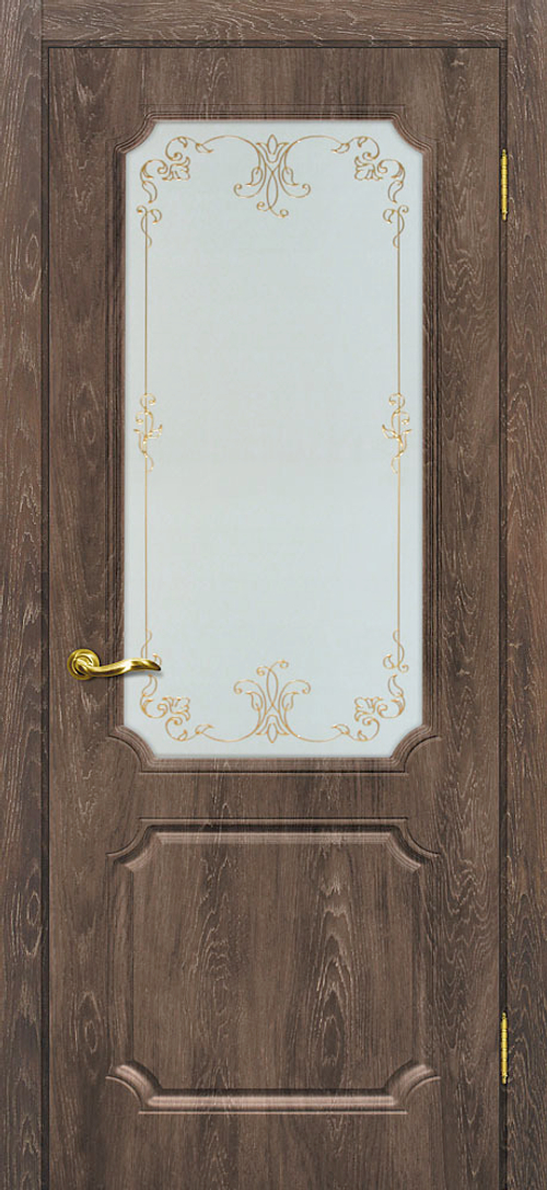 Дверь Сиена-4 / Цвет Дуб корица / Сатинат, контурный полимер золото / Двери МАРИАМ