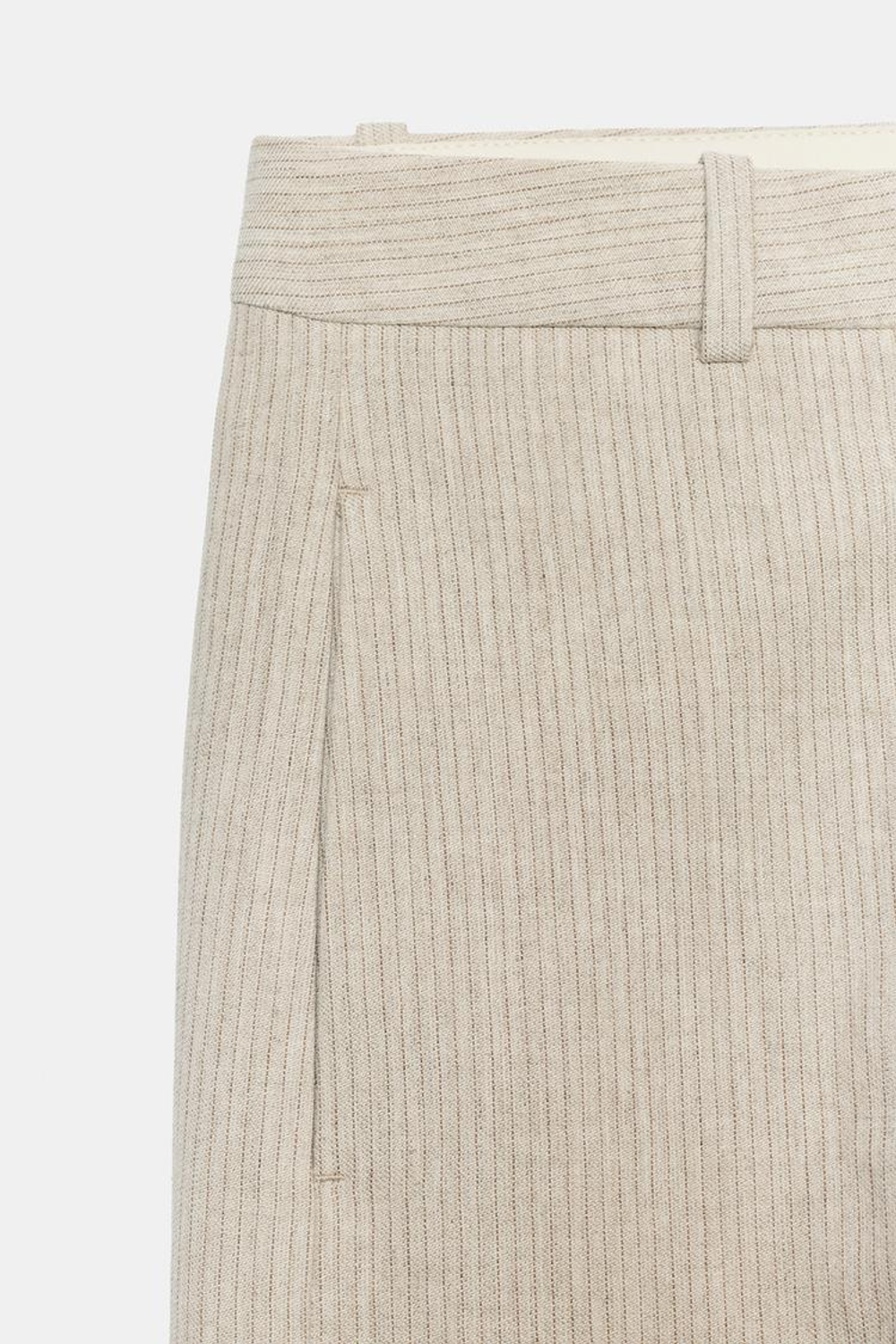 ZARA БРЮКИ В ПОЛОСКУ — ZW COLLECTION, ПЕСОЧНЫЙ МЕЛАНЖ