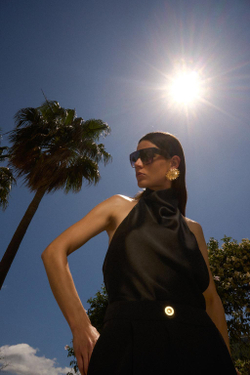 ZARA АТЛАСНЫЙ ТОП С ГОРЛОВИНОЙ ХАЛТЕР, ЧЕРНЫЙ