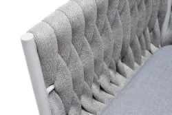 "Монако" стул плетеный из роупа, каркас алюминий светло-серый (RAL7035) муар, роуп светло-серый 40 мм, ткань светло-серая