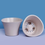 Кашпо для цветов пластиковое 0,6л d-13см «Лагуна» со вставкой льняной