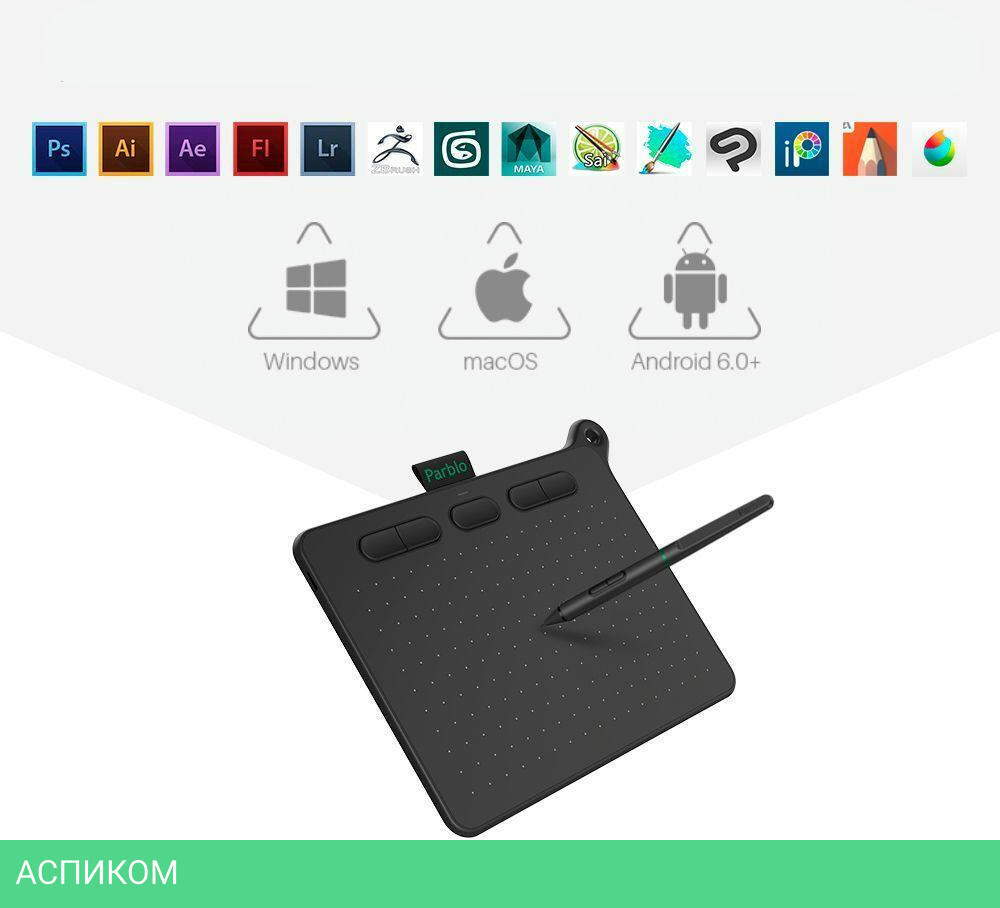 Графический планшет Parblo Ninos S Black