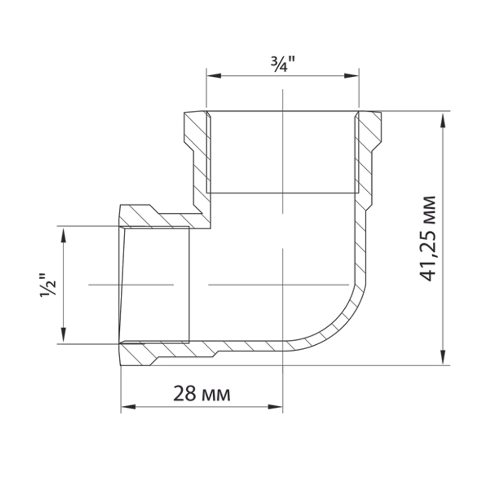 Уголок 3/4'' - 1/2'' вн/вн VRT® никель