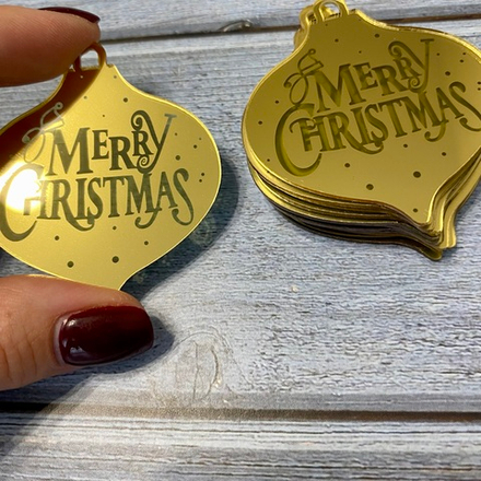 Украшение фигурное - новогодняя игрушка «Merry christmas» золото, 10 шт