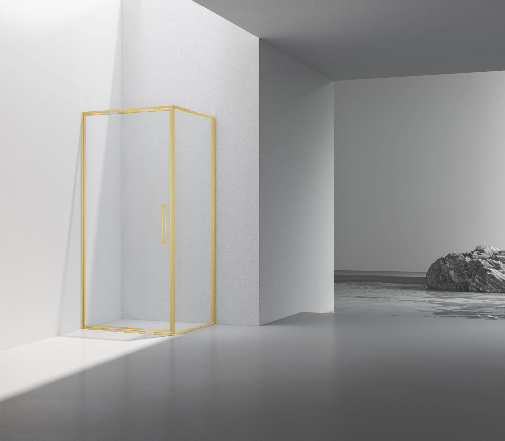 Душевой уголок Slim 8mm VSR-4SLP9090CLG, 900*900, брашированное золото, стекло прозрачное