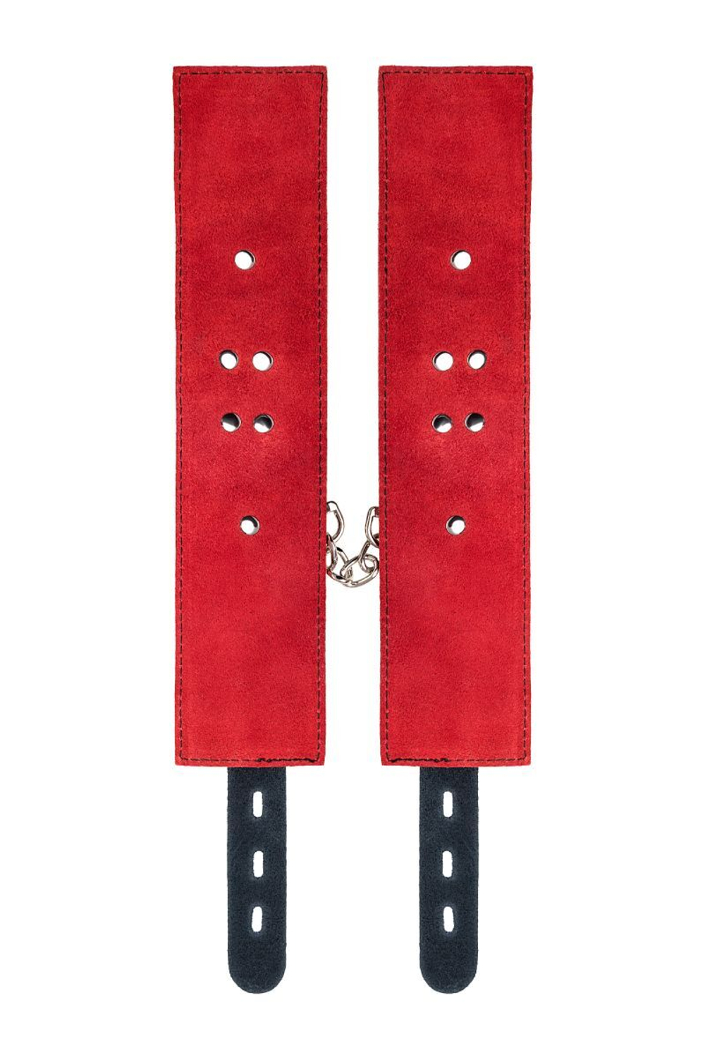 Красно-черные оковы на ноги из кожи (Цвет: красный с черным)