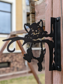 Кронштейн для кашпо Кот на дереве, кашпо подвесное, держатель для цветов