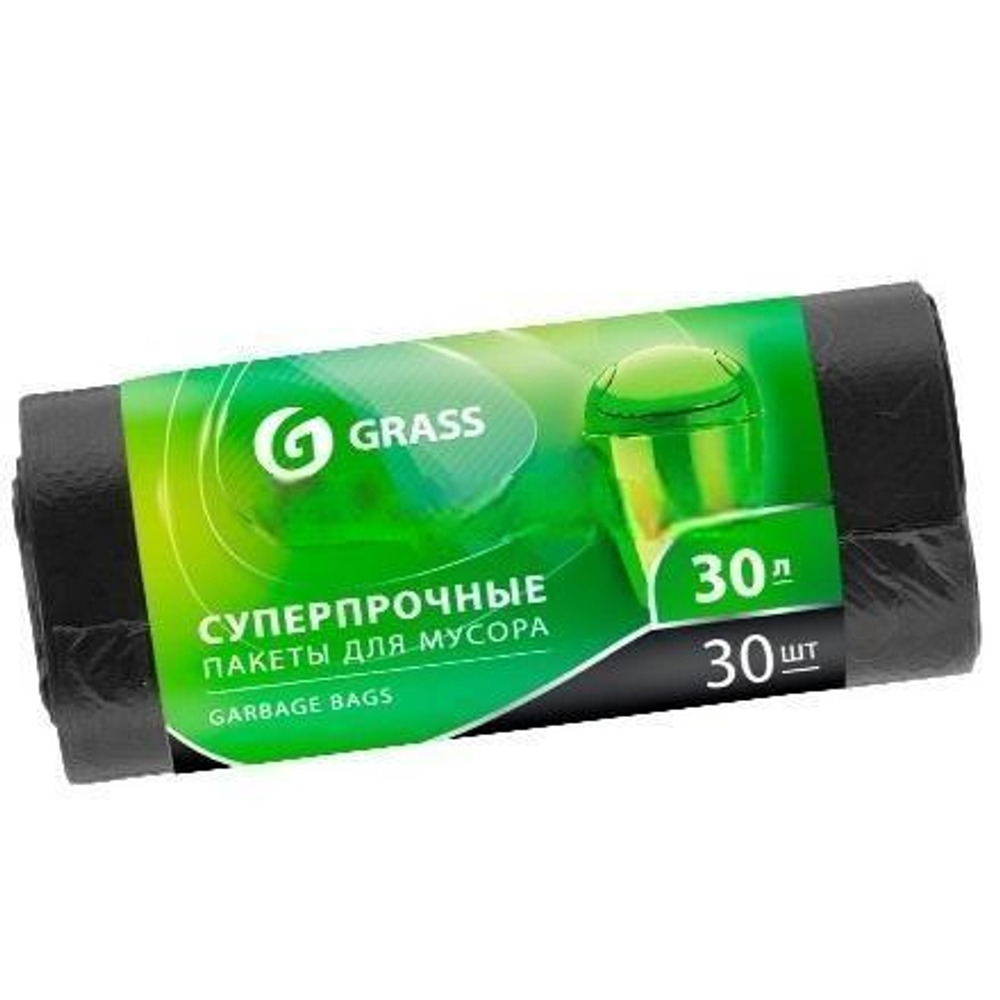 Мешок д/мусора ПНД 30 л (30 шт.) рулон 10 мкм GRASS (1/108 шт.) PP-0022
