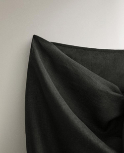 ZARA HOME КОРОТКОЕ ЛЬНЯНОЕ ПАРЕО, СЕРЫЙ