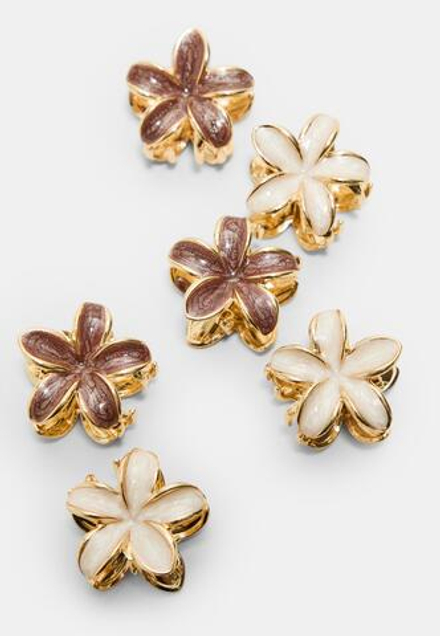 STRADIVARIUS Набор из 6 мини-заколок для волос в виде цветов, экрю