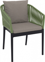 Кресло пластиковое с подушками Siesta Contract Portofino, черный, оливковый, светло-коричневый