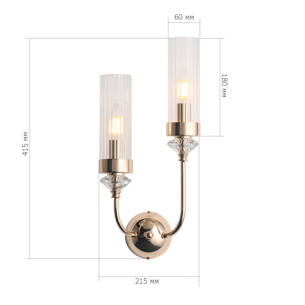 SL1402.201.02 Светильник настенный ST-Luce Латунь/Прозрачный E14*2 40W ЭЛЕГРА