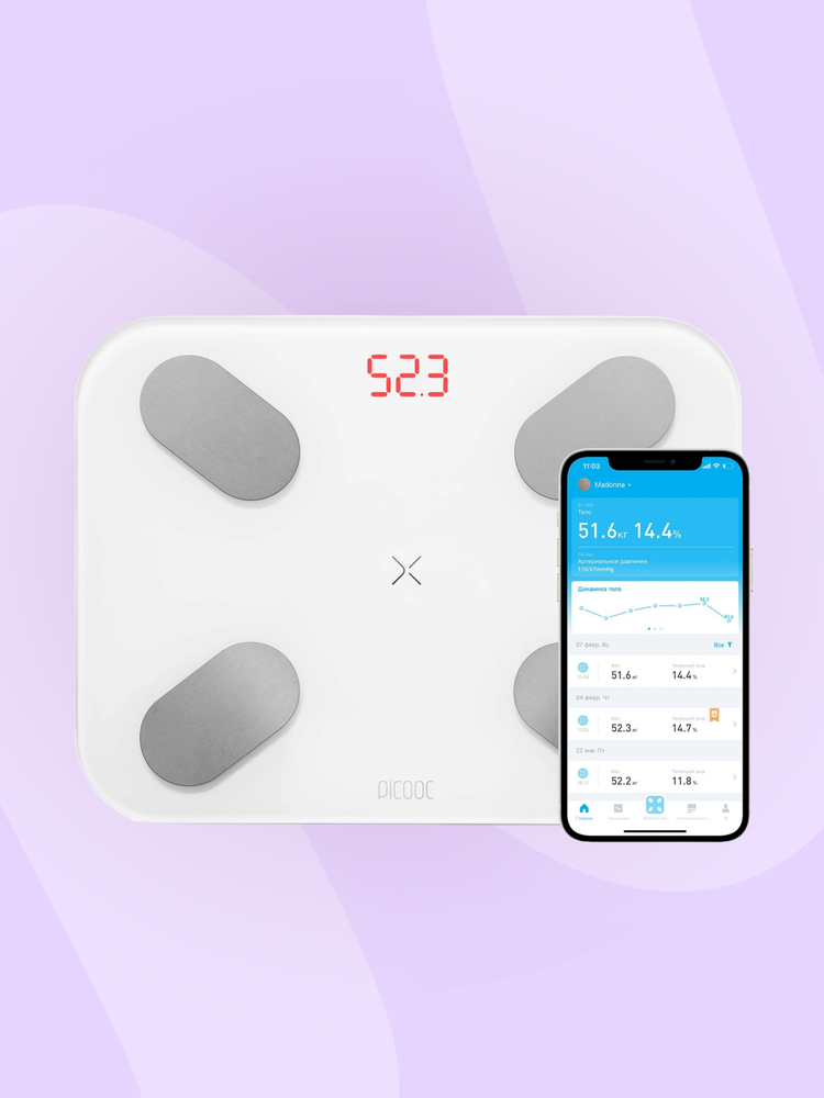 Умные весы Picooc S1 Pro V2 (Bluetooth, 34x26 см)