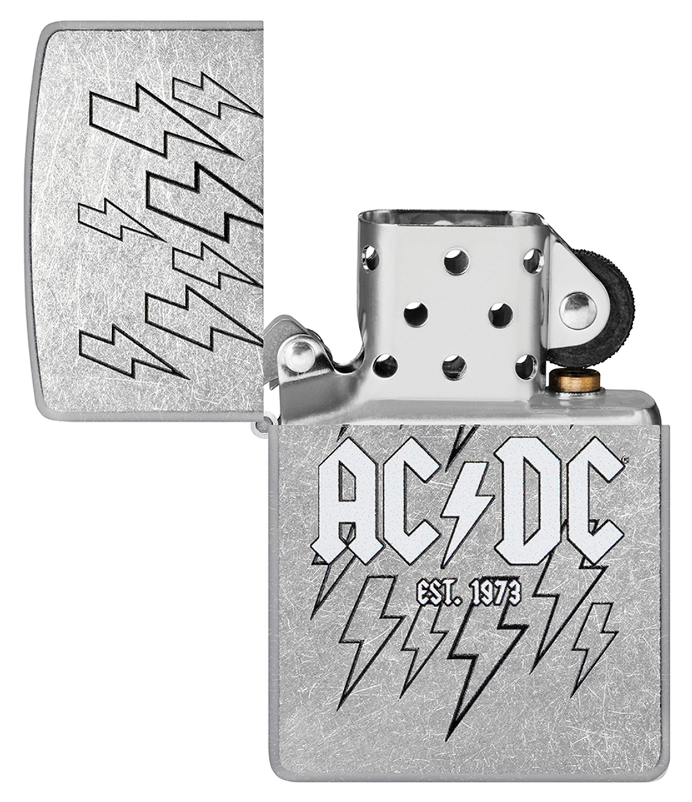 Зажигалка Zippo AC/DC с покрытием Street Chrome, латунь/сталь, серебристая, 38x13x57 мм