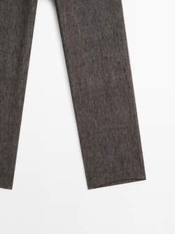Massimo Dutti Брюки из 100% льна с меланжевым узором, кротово-коричневый