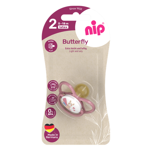NIP Соска пустышка, латекс, размер 2 "Butterfly" Лама (5-18 мес) 1 шт