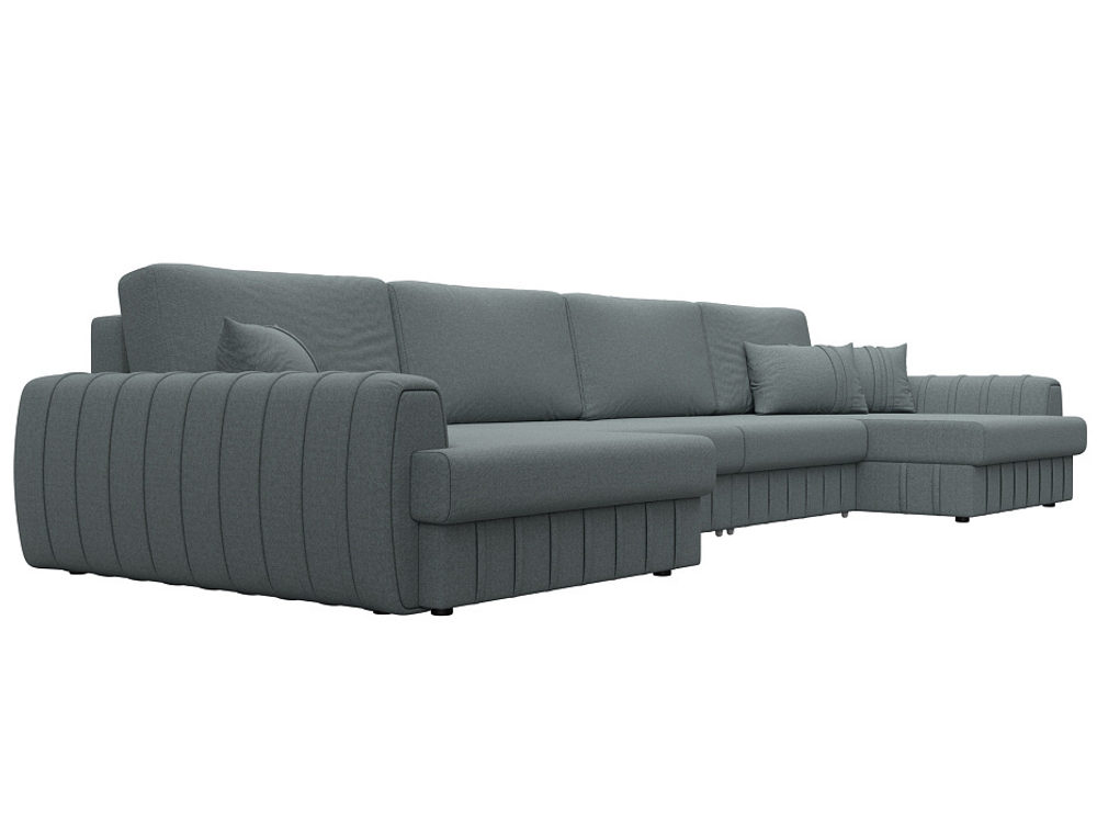 Диван П-образный Лига-057 НПБ Лонг, Амур 07 серый, Рогожка, 129323