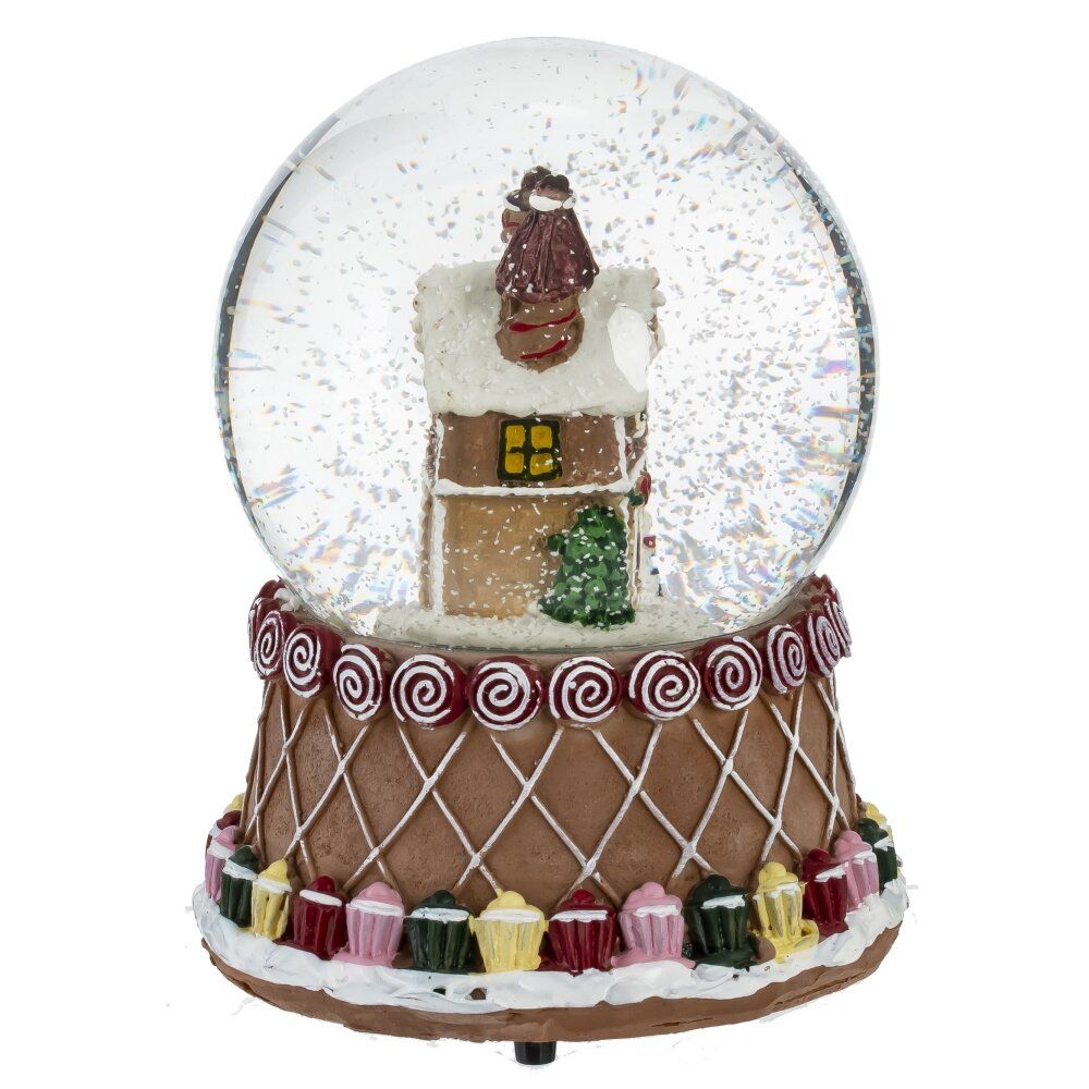GAEM Фигурка декор в стекл шаре "Пряник" (подсв, муз, вьюга, AAAх3 н/п), D 9.5 см, L10,5 W10,5 H15 см