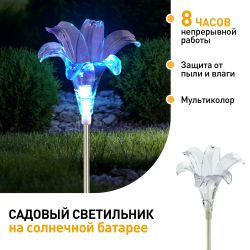 Светильник уличный ЭРА ERASF22-19 Лилия на солнечных батареях садовый 75 см | Садовые декоративные светильники
