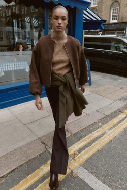 ZARA БОМБЕР С ВЫШИВКОЙ ПОД ЗАМШУ, КОРИЧНЕВЫЙ