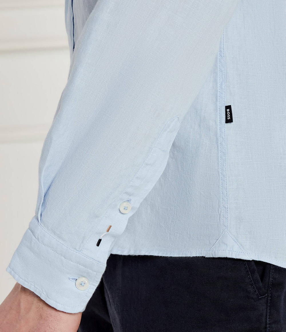 Льняная рубашка H-ROAN-BD-E-C1-243 BOSS BLACK - голубой(50520283)
