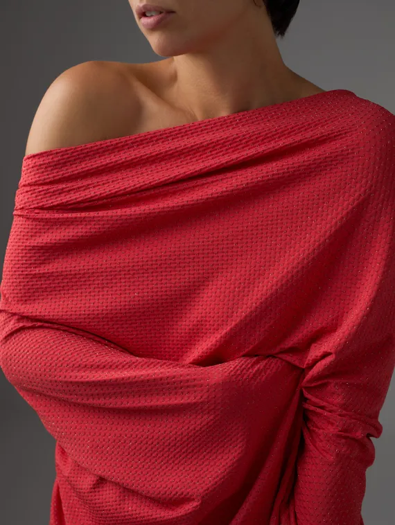 Микрофибра фактурная, жаккард, Турция, красный/золото