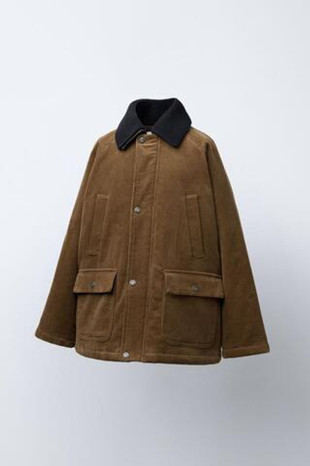 ZARA Х BENSIMON ® КУРТКА ИЗ МИКРОВЕЛЬВЕТА, КОРИЧНЕВЫЙ