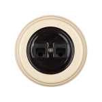 Розетка RJ45 информационная двойная, керамика, цвет черный B1-302-03